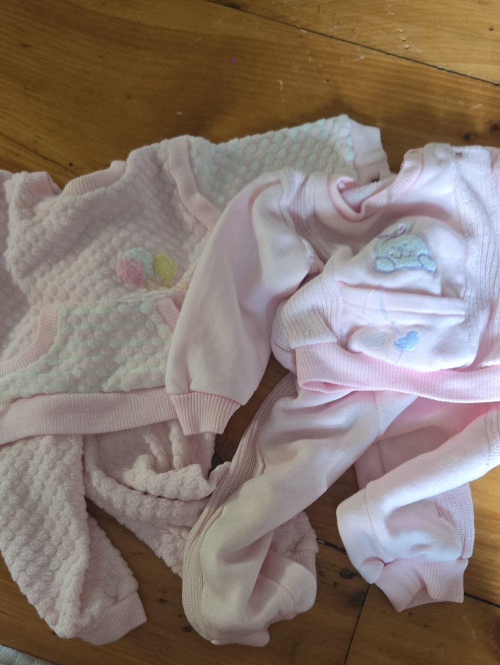 90s Vintage NWOT Set Of Two Baby Pink & White Bunny Outfit Baby 24M